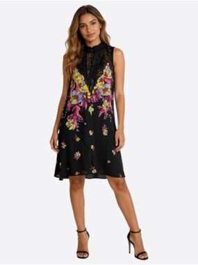 Intimately Free People Black Floral Lace Mini Dress Size Small Sleeveless